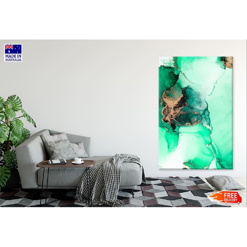 Green & Gold Marble Abstract Design Print 100% Australian Made