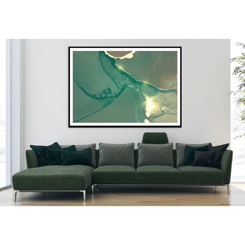 Green & Gold Splash Abstract Design Home Decor Premium Quality Poster Print Choose Your Sizes