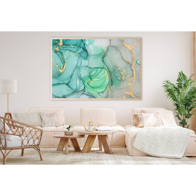 Green Grey & Gold Marble Abstract Design Home Decor Premium Quality Poster Print Choose Your Sizes