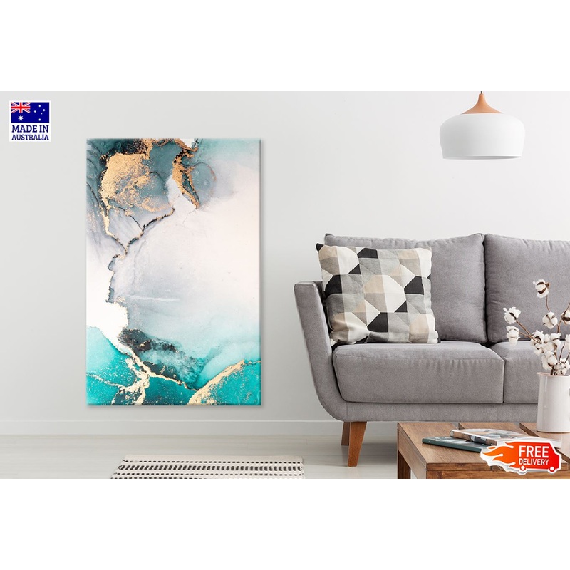Green Grey & Gold Marble Abstract Design Print 100% Australian Made