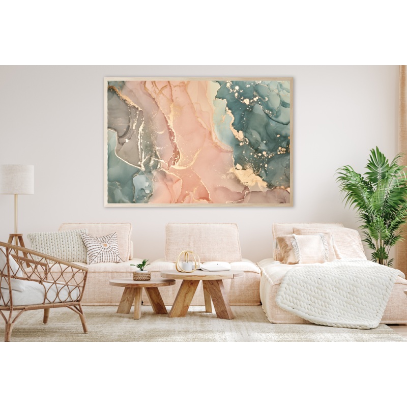Green Pink & Gold Abstract Design Home Decor Premium Quality Poster Print Choose Your Sizes