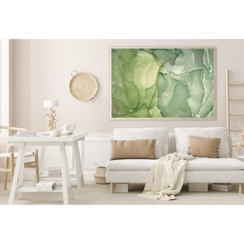 Green & White Abstract Design Home Decor Premium Quality Poster Print Choose Your Sizes