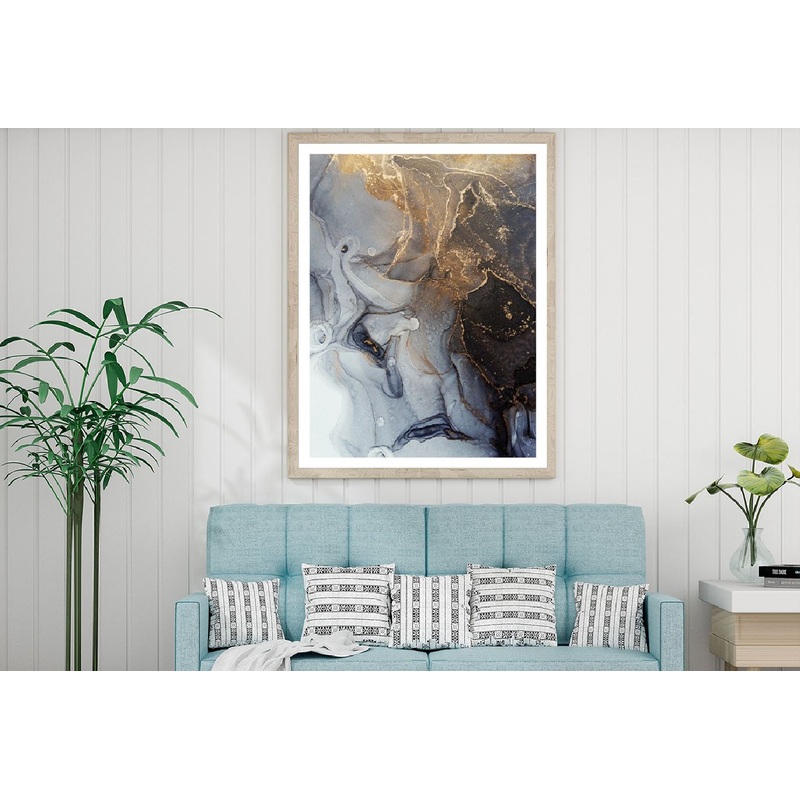 Grey Brown & Gold Marble Abstract Design Home Decor Premium Quality Poster Print Choose Your Sizes