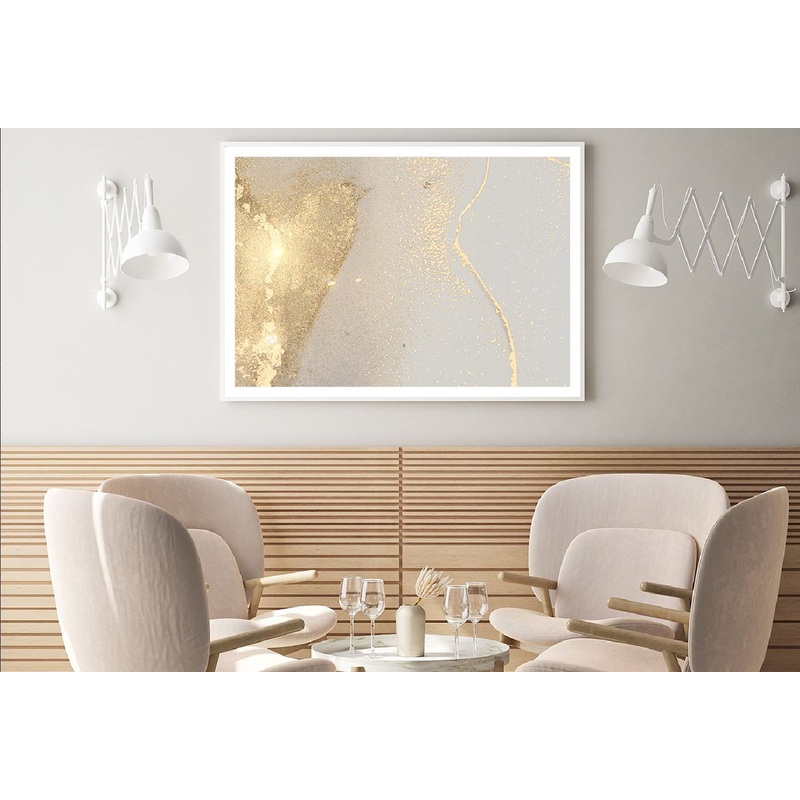Grey & Gold Stone Marble Abstract Design Home Decor Premium Quality Poster Print Choose Your Sizes