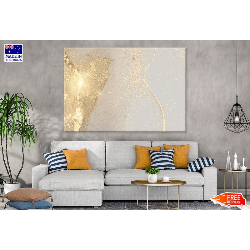Grey & Gold Stone Marble Abstract Design Print 100% Australian Made