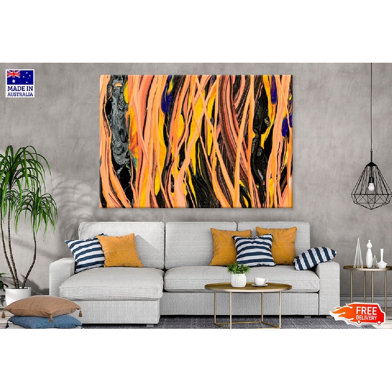 Orange Lines Liquid Abstract Design Print 100% Australian Made