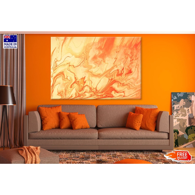 Orange Red Coral Abstract Design Print 100% Australian Made