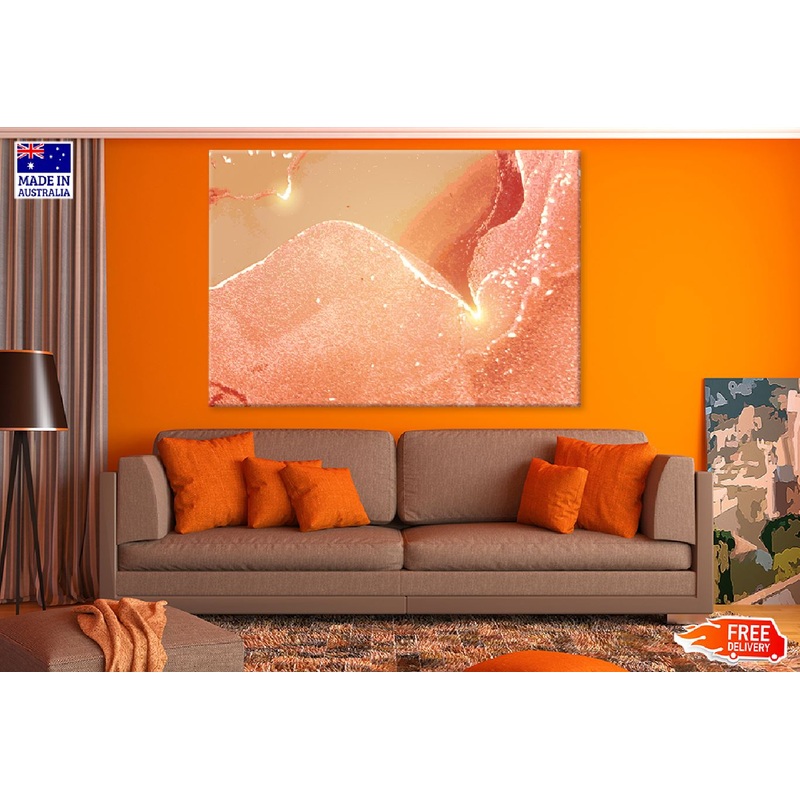 Peach Pink & Gold Marble Abstract Design Print 100% Australian Made