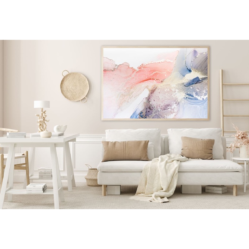 Pink Blue & Gold Abstract Fluid Design Home Decor Premium Quality Poster Print Choose Your Sizes