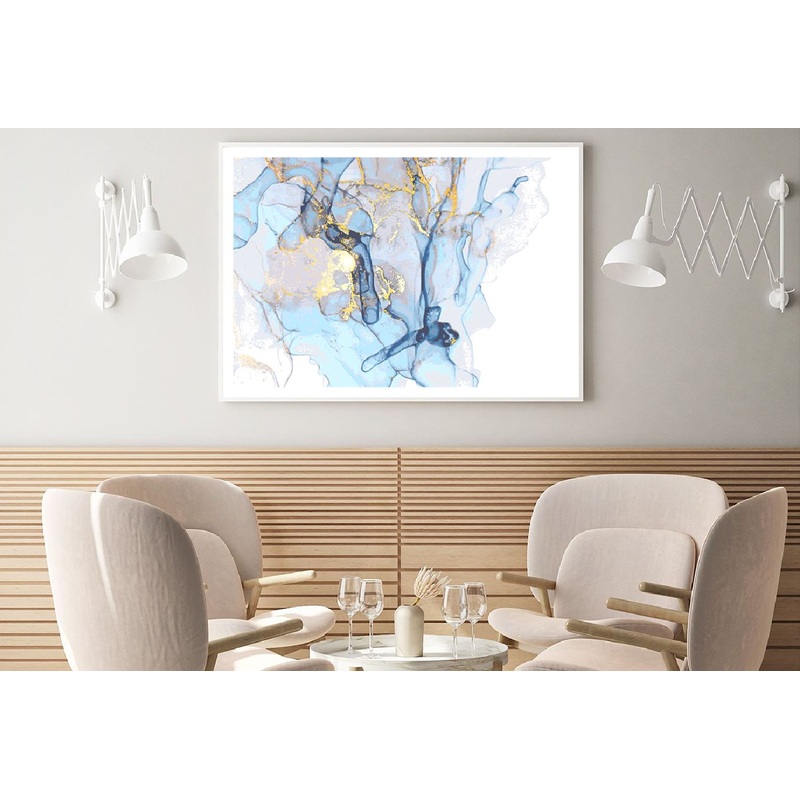 Pink Blue & Gold Splash Abstract Design Home Decor Premium Quality Poster Print Choose Your Sizes