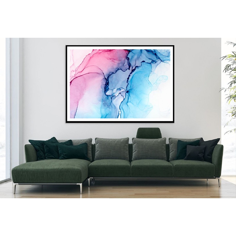 Pink & Blue Ink Abstract Design Home Decor Premium Quality Poster Print Choose Your Sizes