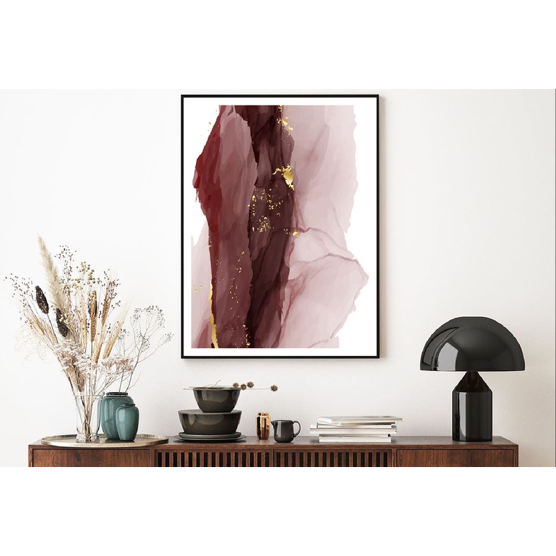 Pink & Brown Gold Lines Abstract Design Home Decor Premium Quality Poster Print Choose Your Sizes
