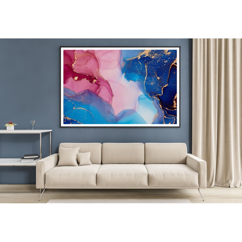 Pink Gold & Blue Abstract Design Home Decor Premium Quality Poster Print Choose Your Sizes