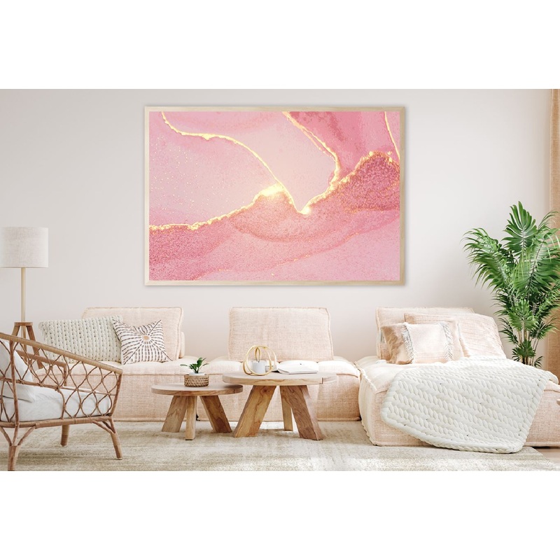 Pink & Gold Lines Abstract Design Home Decor Premium Quality Poster Print Choose Your Sizes