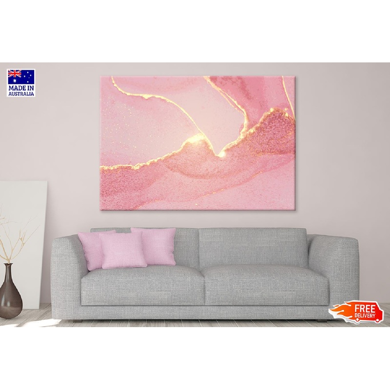 Pink & Gold Lines Abstract Design Print 100% Australian Made
