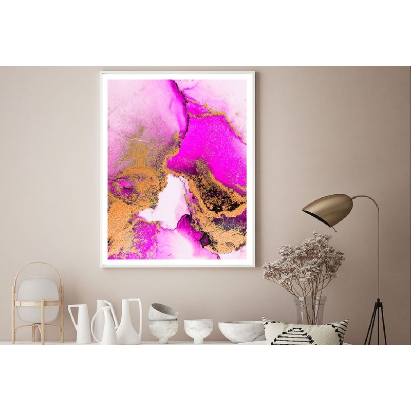Pink & Gold Marble Abstract Design Home Decor Premium Quality Poster Print Choose Your Sizes