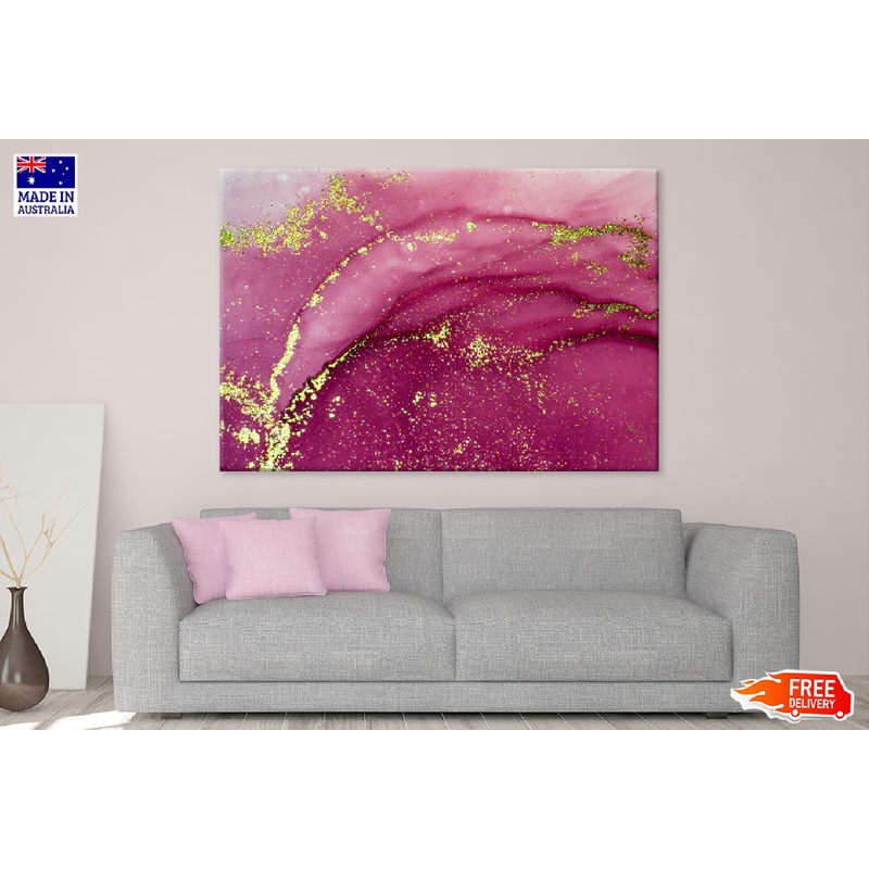 Pink & Gold Splash Fluid Abstract Design Print 100% Australian Made