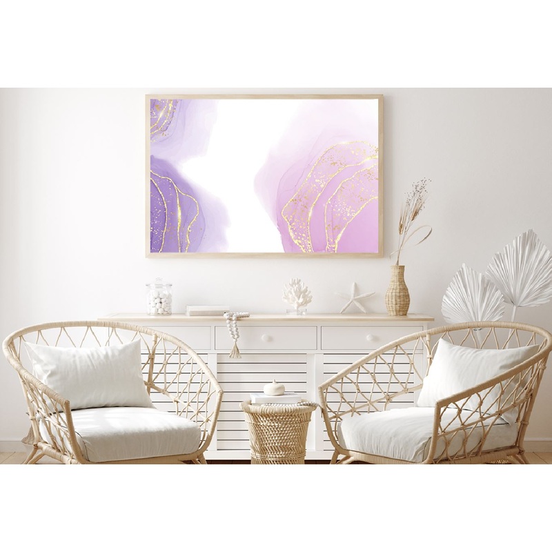 Pink Purple & Gold Lines Abstract Design Home Decor Premium Quality Poster Print Choose Your Sizes