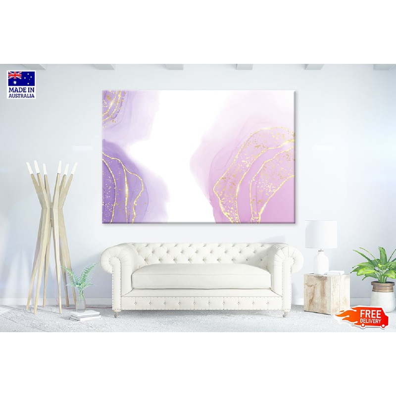 Pink Purple & Gold Lines Abstract Design Print 100% Australian Made