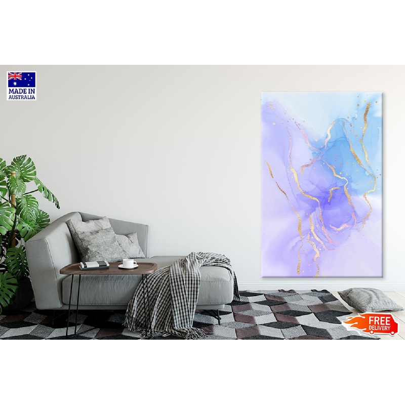 Purple Blue & Gold Lines Abstract Design Print 100% Australian Made