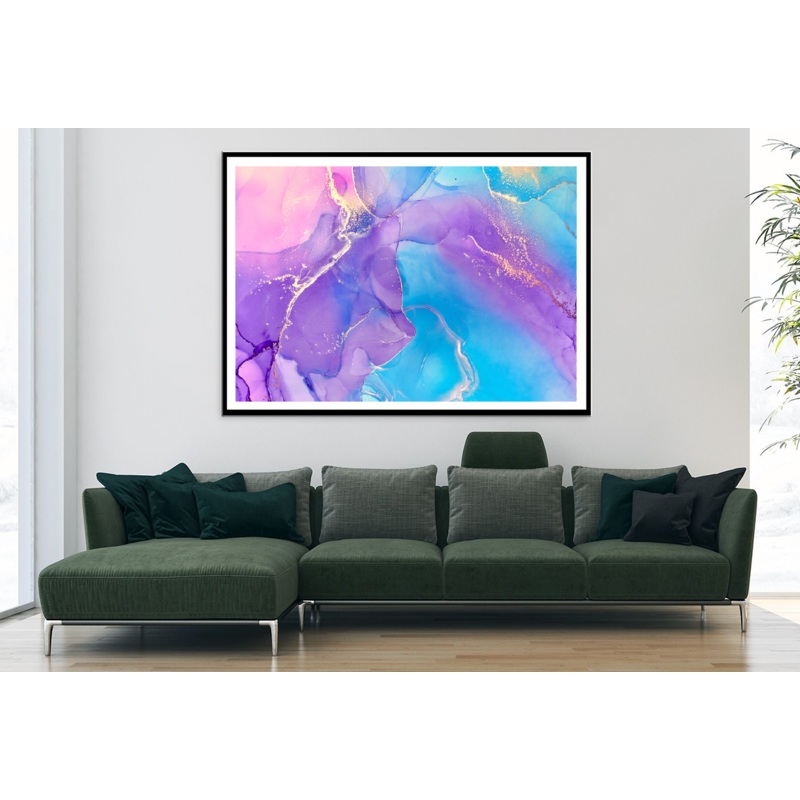 Purple Blue Pink & Gold Abstract Design Home Decor Premium Quality Poster Print Choose Your Sizes