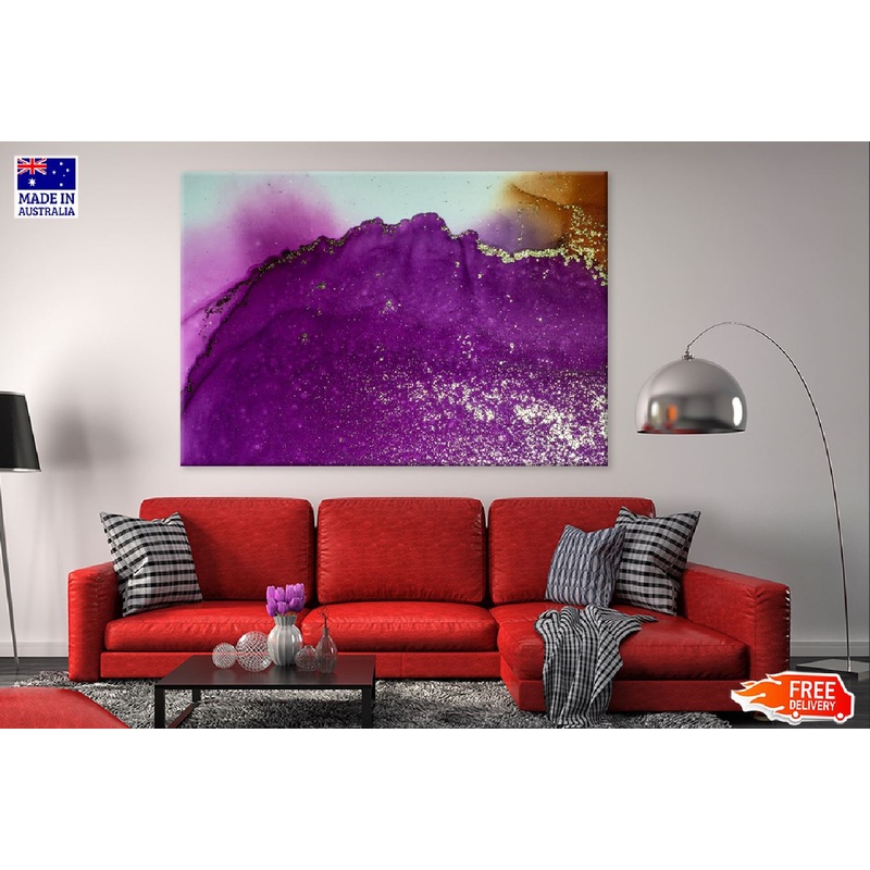 Purple & Gold Fluid Abstract Design Print 100% Australian Made