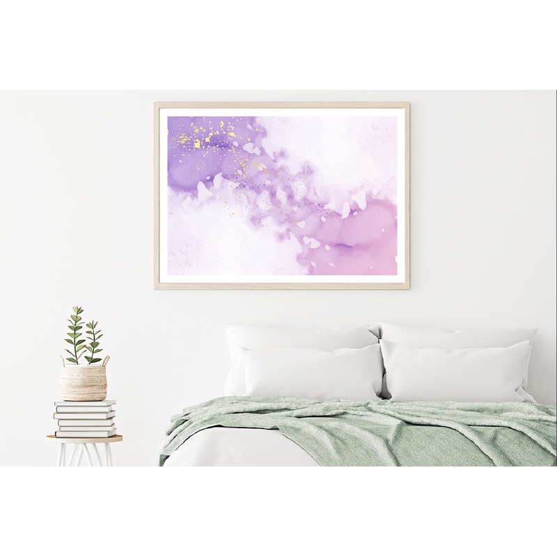 Purple Ink & Gold Splash Abstract Design Home Decor Premium Quality Poster Print Choose Your Sizes