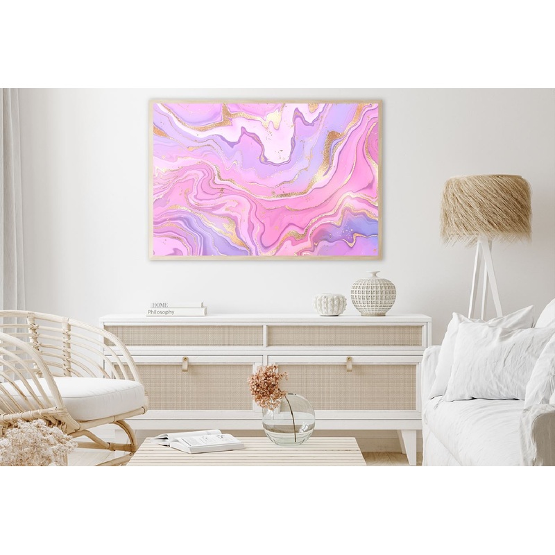 Purple Pink & Gold Fluid Abstract Design Home Decor Premium Quality Poster Print Choose Your Sizes