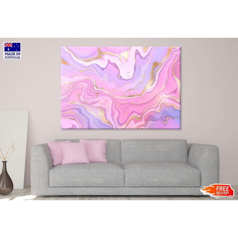 Purple Pink & Gold Fluid Abstract Design Print 100% Australian Made