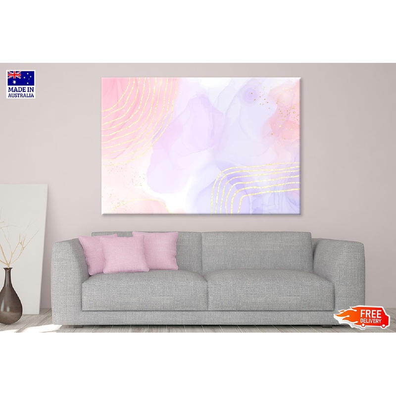 Purple Pink & Gold Lines Abstract Design Print 100% Australian Made