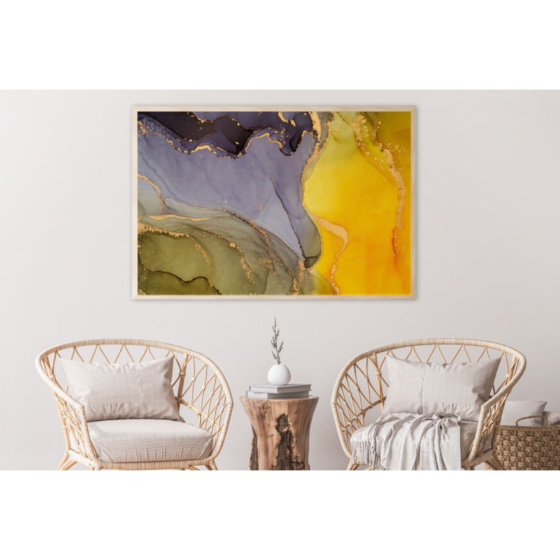 Purple Yellow & Green Abstract Design Home Decor Premium Quality Poster Print Choose Your Sizes