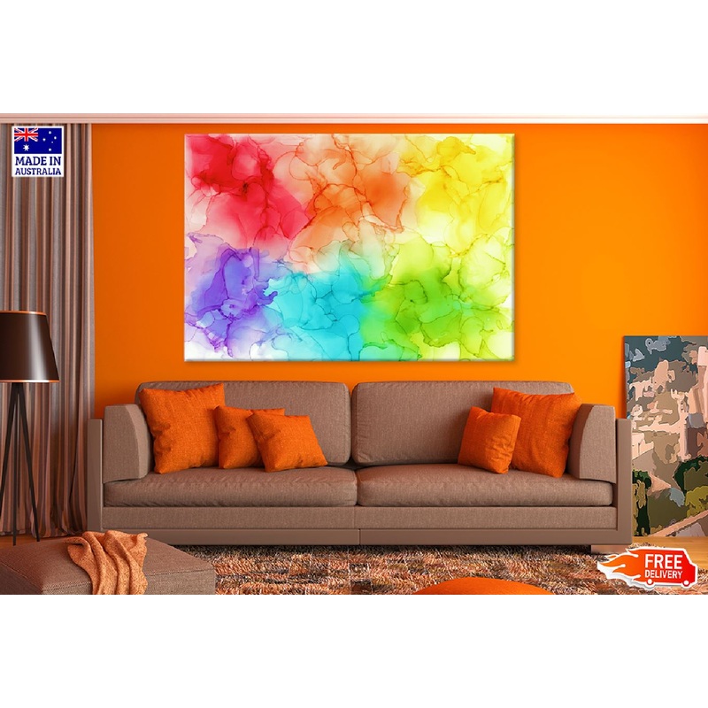 Rainbow Color Ink Abstract Design Print 100% Australian Made