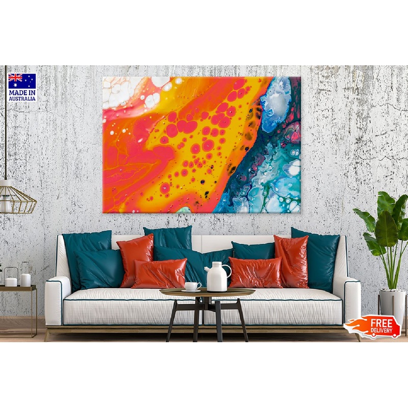Red Orange & Blue Abstract Design Print 100% Australian Made