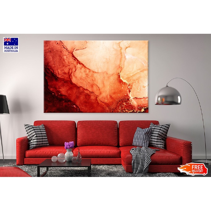 Red Orange & Gold Abstract Design Print 100% Australian Made