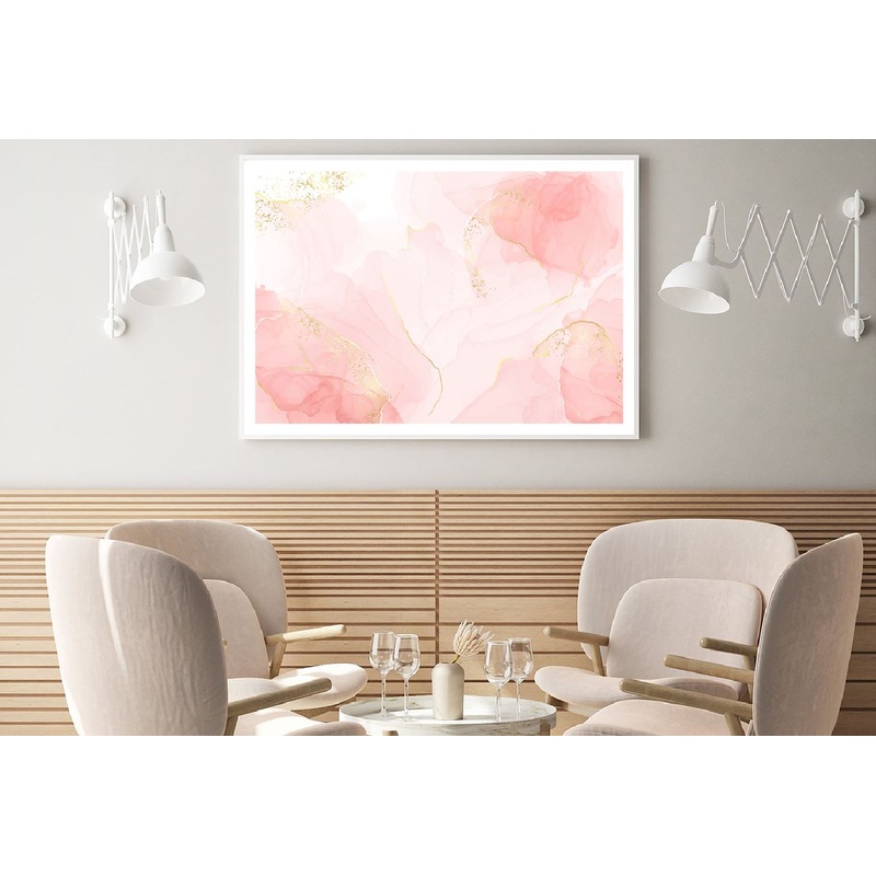 Rose Blush Liquid & Gold Abstract Design Home Decor Premium Quality Poster Print Choose Your Sizes