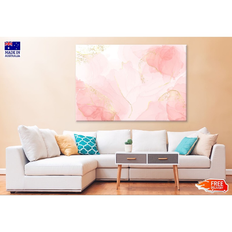 Rose Blush Liquid & Gold Abstract Design Print 100% Australian Made