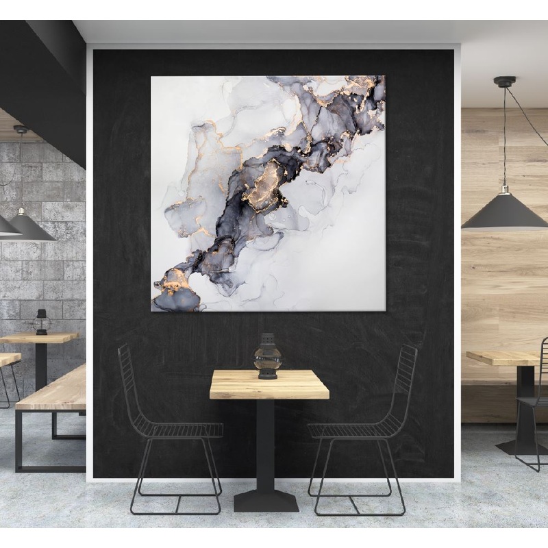 Square Canvas Black Grey & Gold Abstract Design High Quality Print 100% Australian Made
