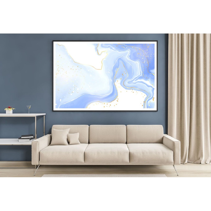 White Blue & Gold Splash Abstract Design Home Decor Premium Quality Poster Print Choose Your Sizes