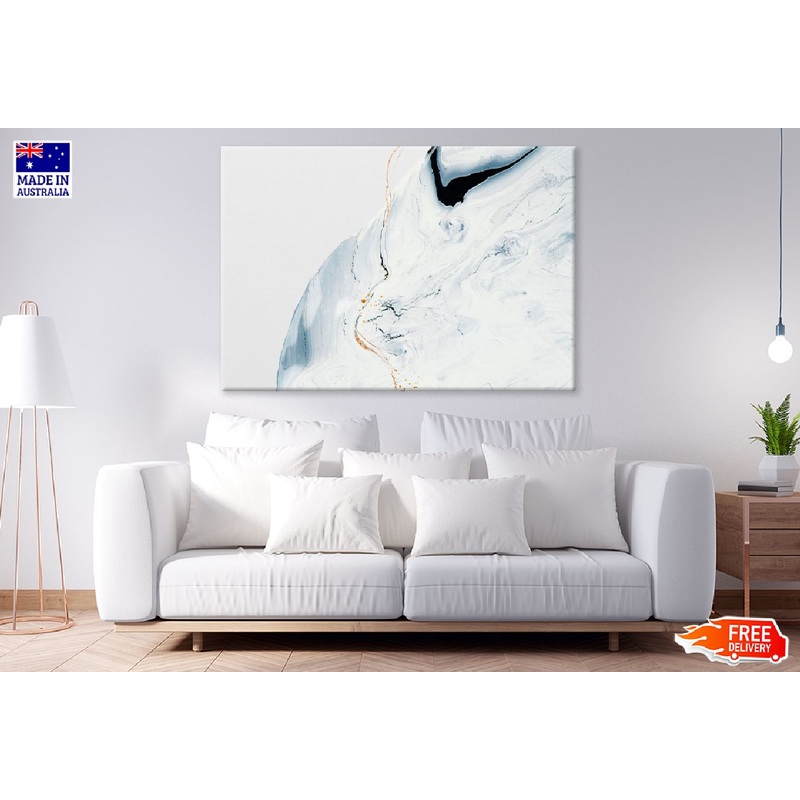 White & Gold Liquid Abstract Design Print 100% Australian Made