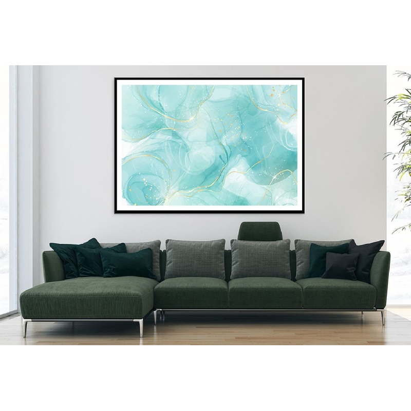 White Green & Gold Abstract Fluid Design Home Decor Premium Quality Poster Print Choose Your Sizes