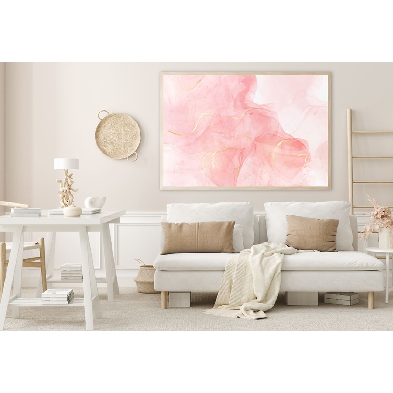 White Pink & Gold Lines Abstract Design Home Decor Premium Quality Poster Print Choose Your Sizes