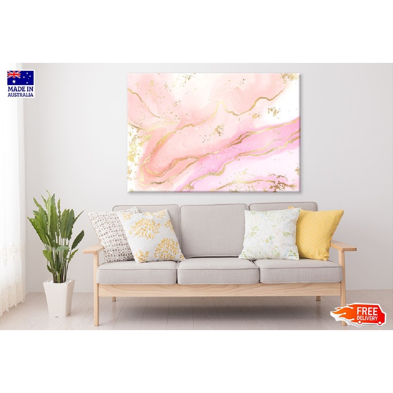 White Pink & Gold Splash Abstract Design Print 100% Australian Made