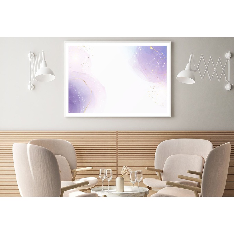 White Purple & Gold Abstract Design Home Decor Premium Quality Poster Print Choose Your Sizes