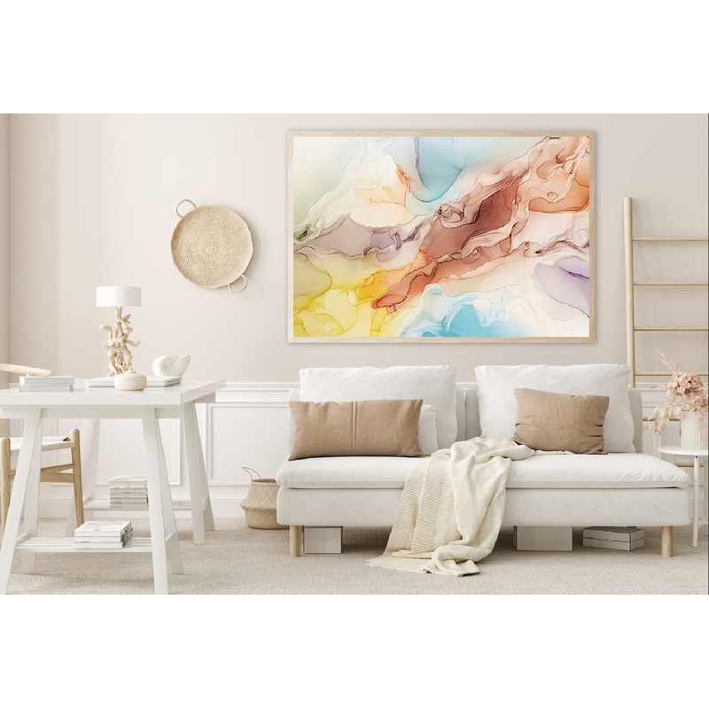 Yellow Blue & Brown Abstract Design Home Decor Premium Quality Poster Print Choose Your Sizes