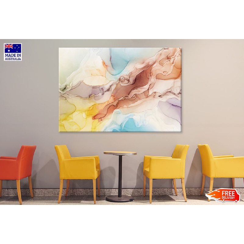 Yellow Blue & Brown Abstract Design Print 100% Australian Made