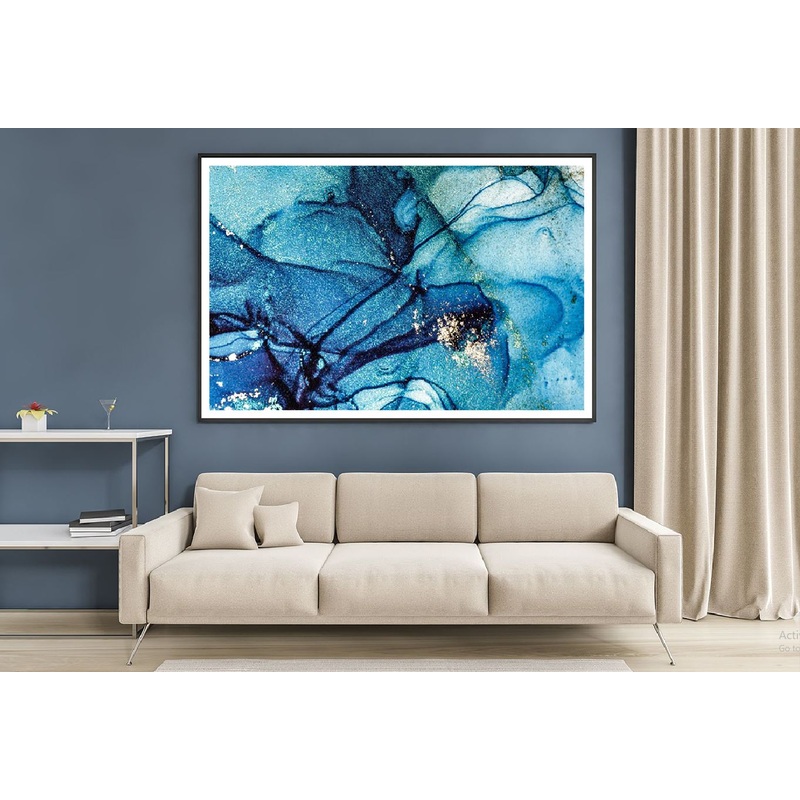Black Blue & Gold Fluid Abstract Design Home Decor Premium Quality Poster Print Choose Your Sizes