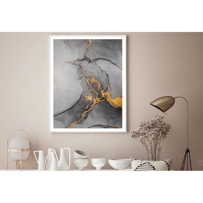 Black & Dark Gold Splash Abstract Design Home Decor Premium Quality Poster Print Choose Your Sizes