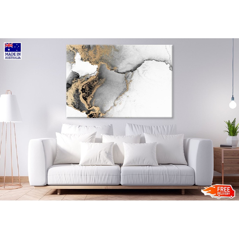 Black & Gold Liquid Line Abstract Design Print 100% Australian Made