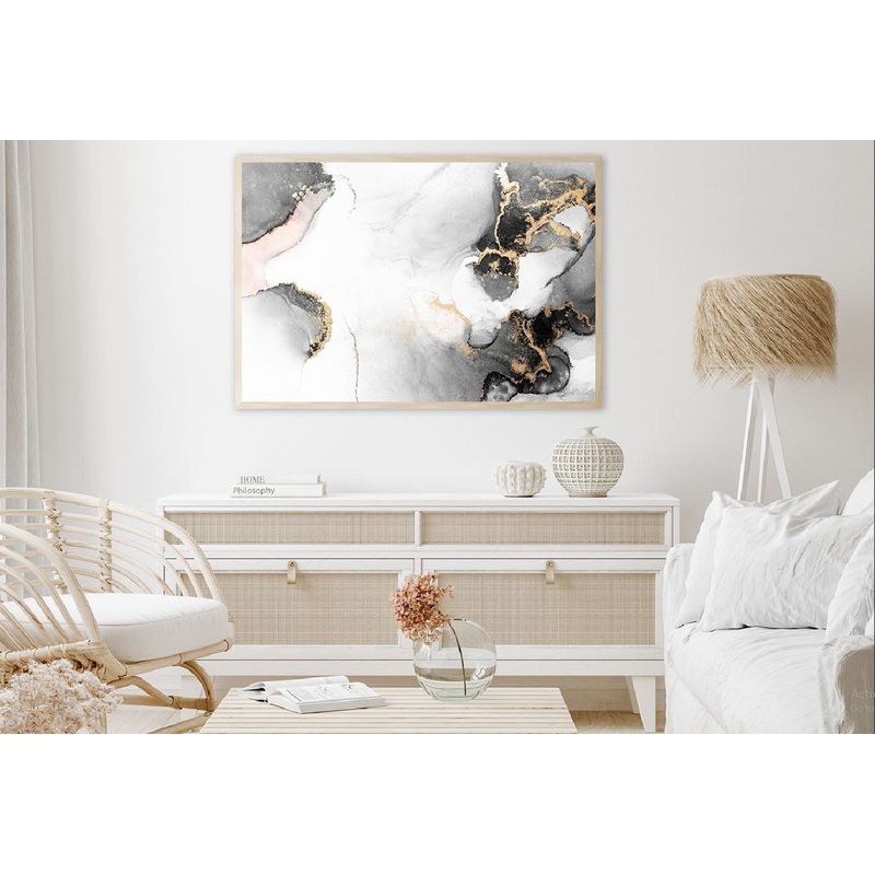 Black & Gold Marble Abstract Design Home Decor Premium Quality Poster Print Choose Your Sizes