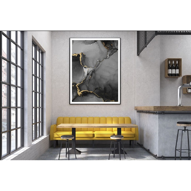 Black & Gold Marble Ink Abstract Design Home Decor Premium Quality Poster Print Choose Your Sizes